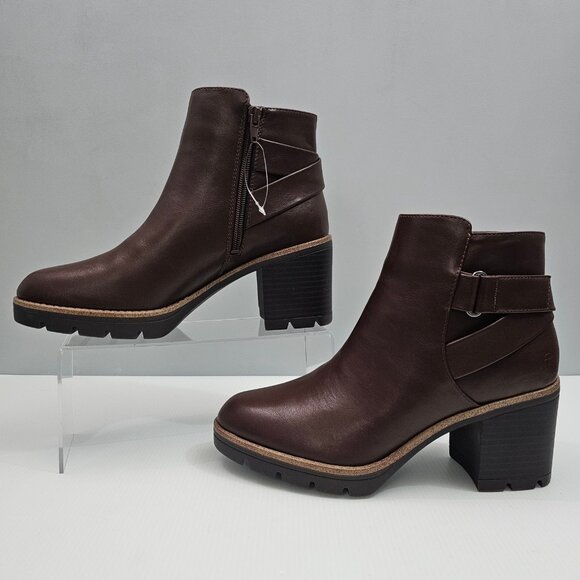 Naturalizer Madalynn Strap Ankle Boot Women 9 Brown Water Resistant Lug Sole NEW - Picture 2 of 14